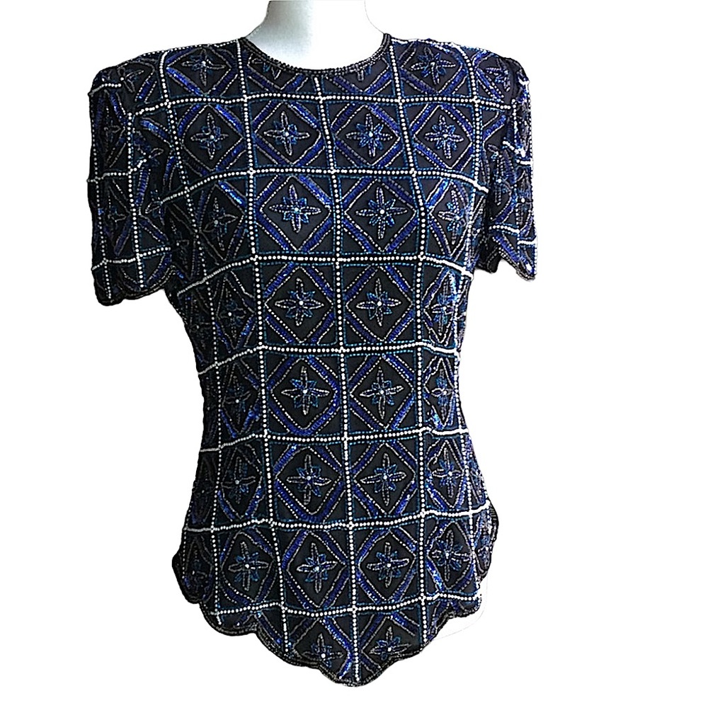 Vintage Stenay Silk Beaded Top. B4 - Picture 15 of 16